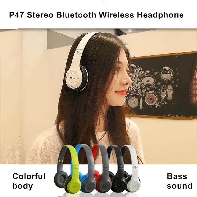 Auriculares P47 Inalámbricos Bluetooth 5.0 | Cascos Estéreo Plegables con Micrófono, Cancelación de Ruido y Control de Voz