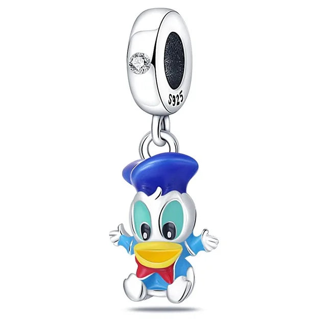 Charm Disney en plata 925 – Mickey, Stitch, Olaf, Donald y Tigger para pulseras tipo Pandora, joyería mágica de princesa