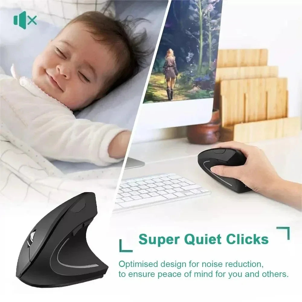 Vertical Mouse Ergonómico Inalámbrico 2.4GHz – 6 Botones, 3 Niveles DPI Ajustables (800/1200/1600)