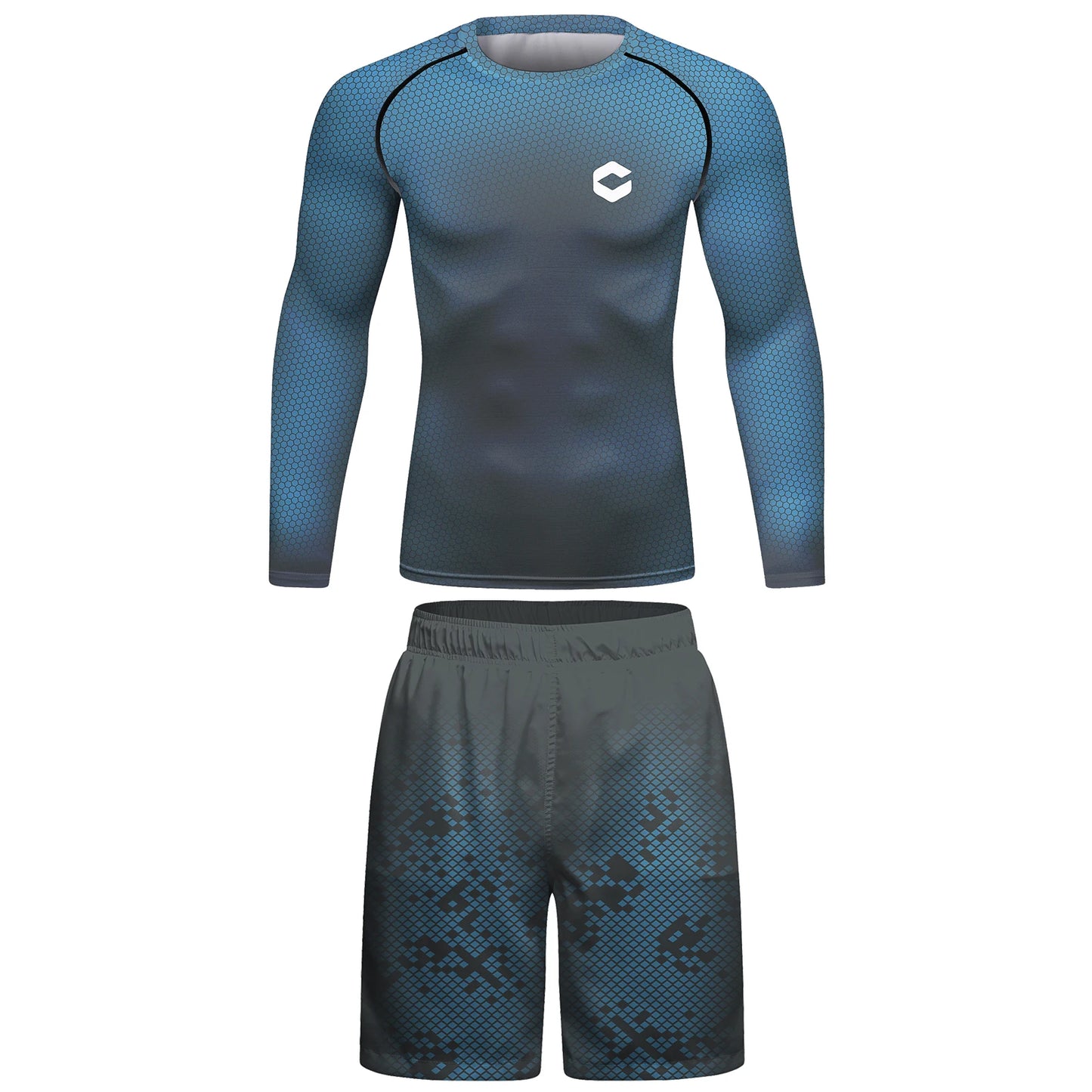Conjunto Deportivo para Hombre BJJ No Gi – Rashguard + Shorts MMA | Traje de Entrenamiento Kickboxing Antideslizante Anti-UV