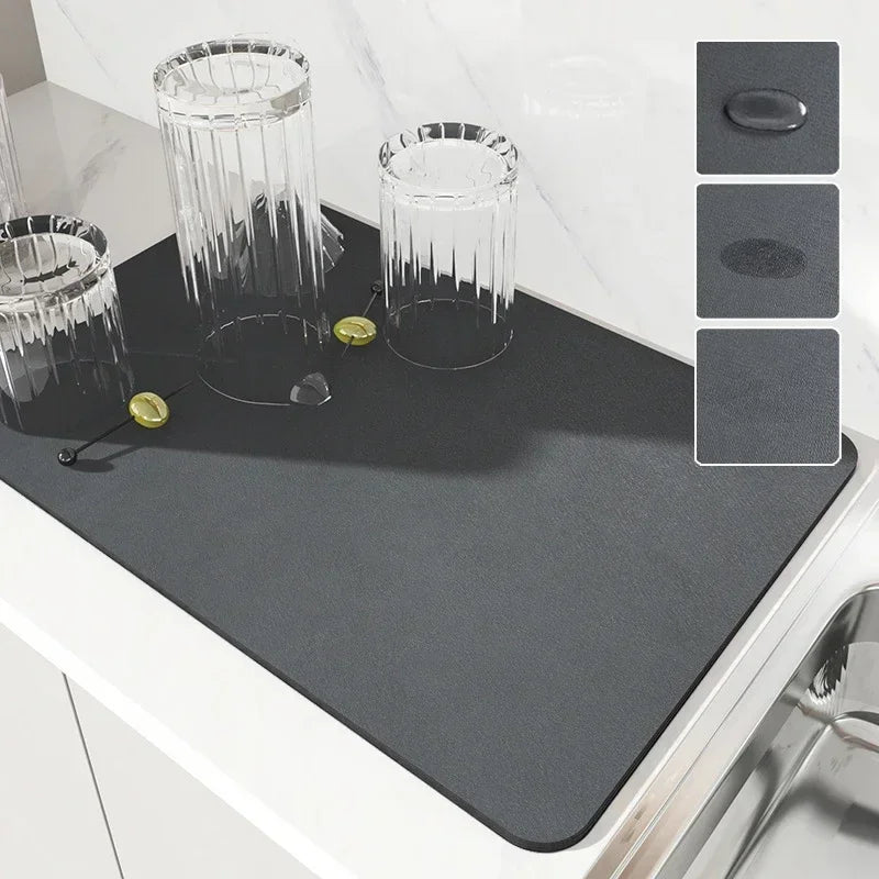 Alfombrilla Absorbente de Cocina | Tapete para Cafetera, Escurridor de Utensilios y Secado Rápido | Antideslizante 30x40cm