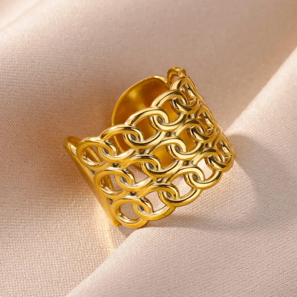 Anillos Clásicos de Acero Inoxidable 316L para Mujer - Color Dorado de Lujo Antialérgico y Duradero