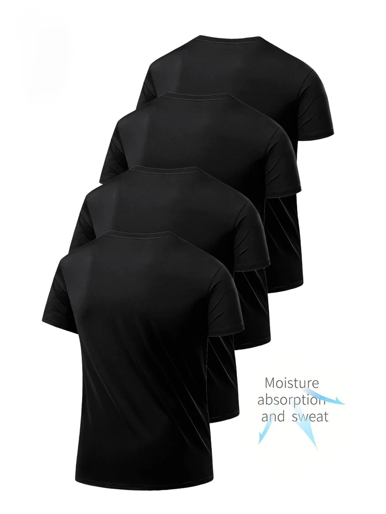 Pack de 4 Camisetas de Hombre – Blanco y Negro, Ligeras, Secado Rápido, Transpirables y Absorbentes, Fitness, Gym y Running