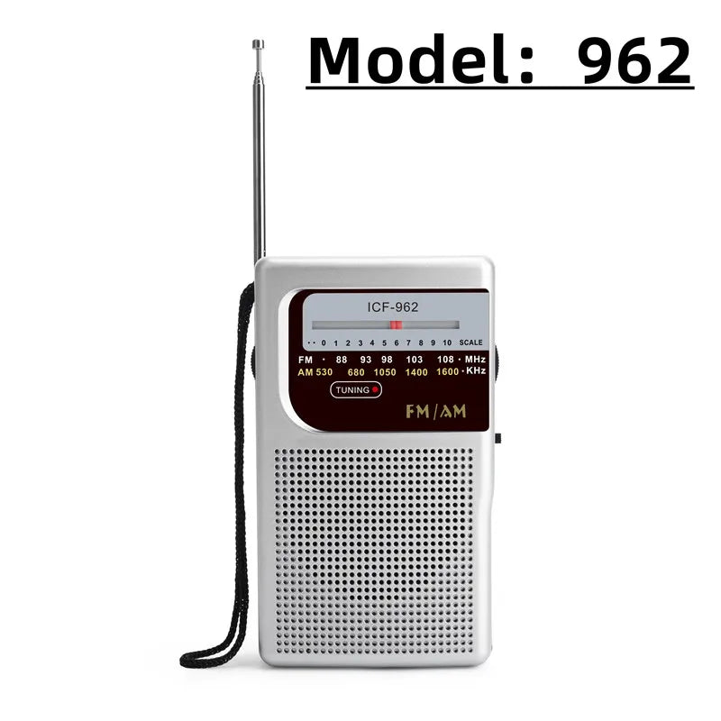 Mini radio portátil AM/FM BC-R21/961/962 – Batería AA, mejor recepción y sonido duradero