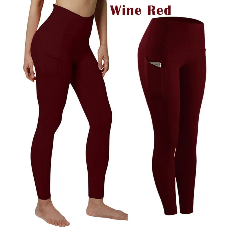 Leggings Deportivos Mujer Cintura Alta | Mallas Yoga Push Up con Bolsillo y Control Abdomen