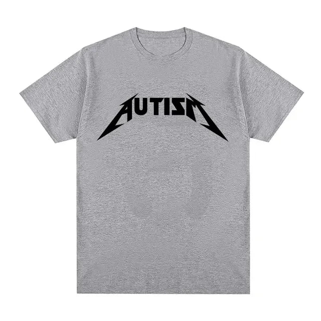Camiseta Autism Metal Rock Meme | Hombre y Mujer | Hip Hop Oversized Manga Corta Verano