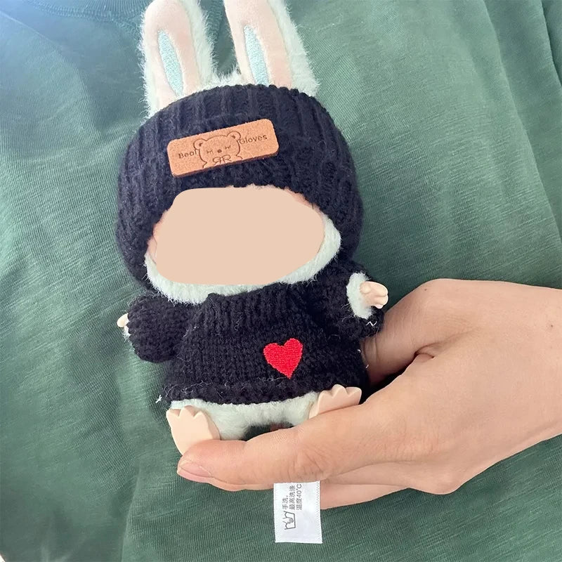 Accesorios Muñeca Conejito – Ropa Tejida con Gorro Orejas de Conejo y Suéter de Corazón para Juguetes y Coleccionistas