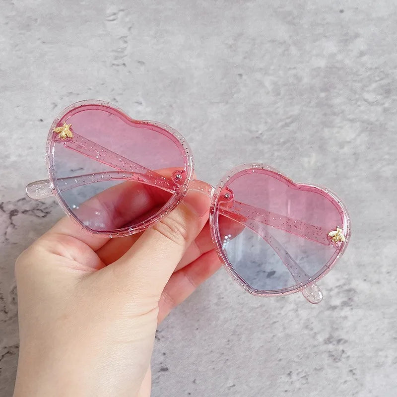 Gafas de Sol Corazón para Niños | Retro Rosa UV400 Lentes de Dibujos Animados