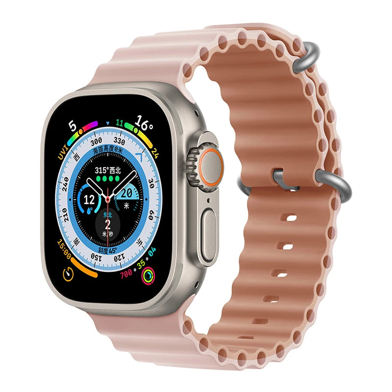 Correa Ocean de silicona para Apple Watch – Compatible Ultra 2, Series 10-5 (38mm-49mm)