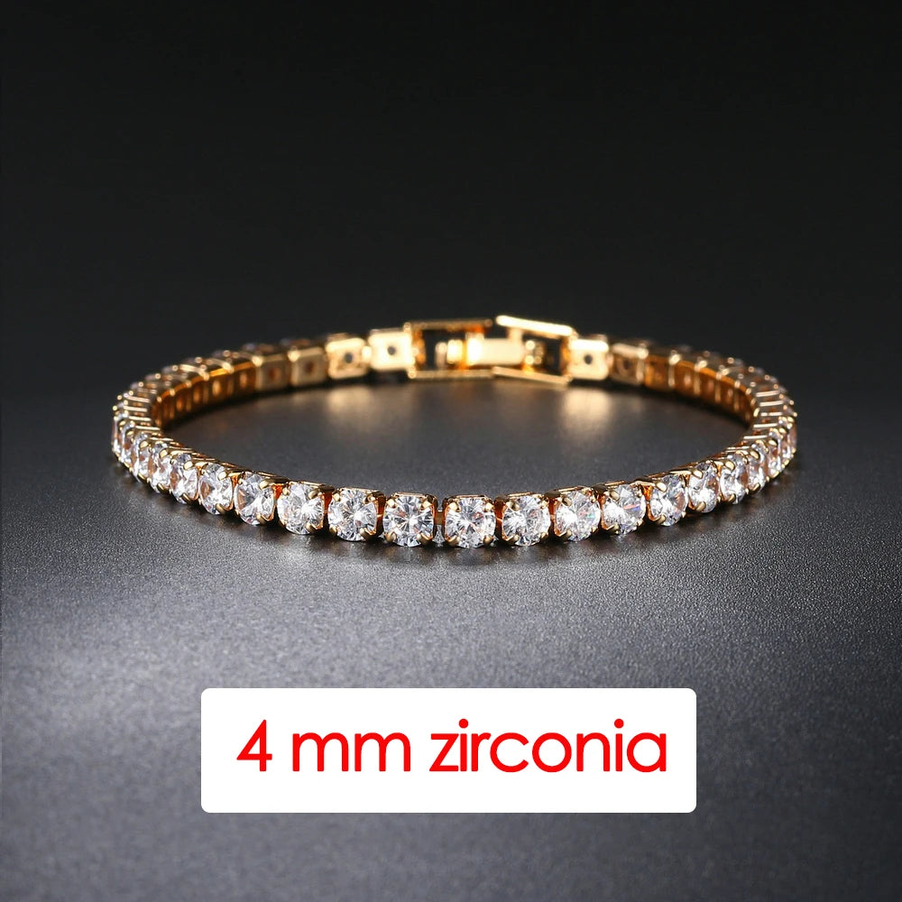 Pulsera tenis mujer plata con circonias AAA+ – Joyería elegante hip hop, cristal brillante para bodas y moda juvenil