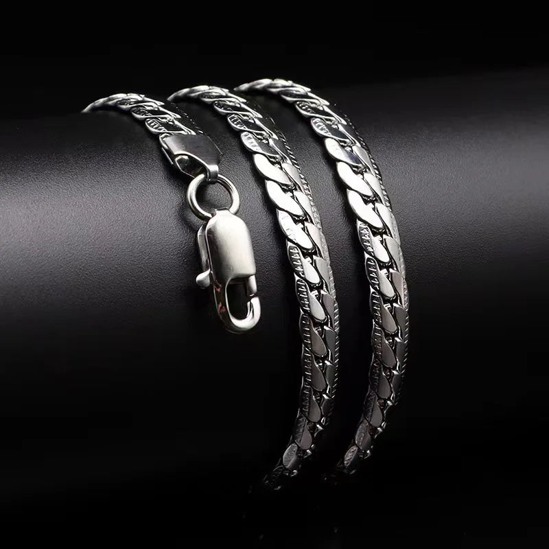 Cadena de Acero Inoxidable Color Plata 5mm | Collar Unisex 20-60cm | Joyería de Moda para Hombre y Mujer | Boda y Regalo