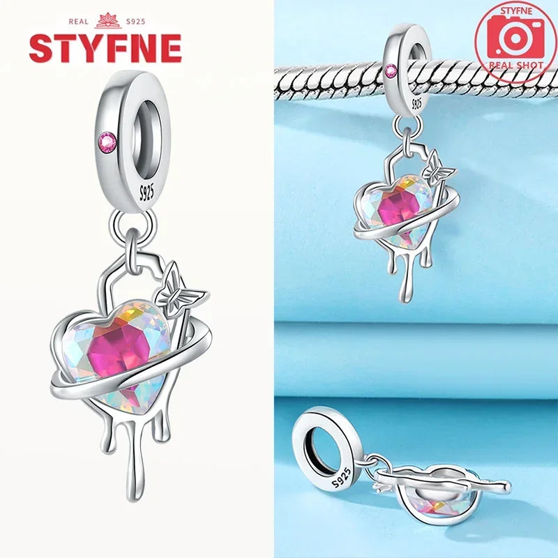 Charm Mariposa Colorida en Plata 925 con Circonitas – Beads Brillantes Compatibles Pandora Mujer Joyería DIY