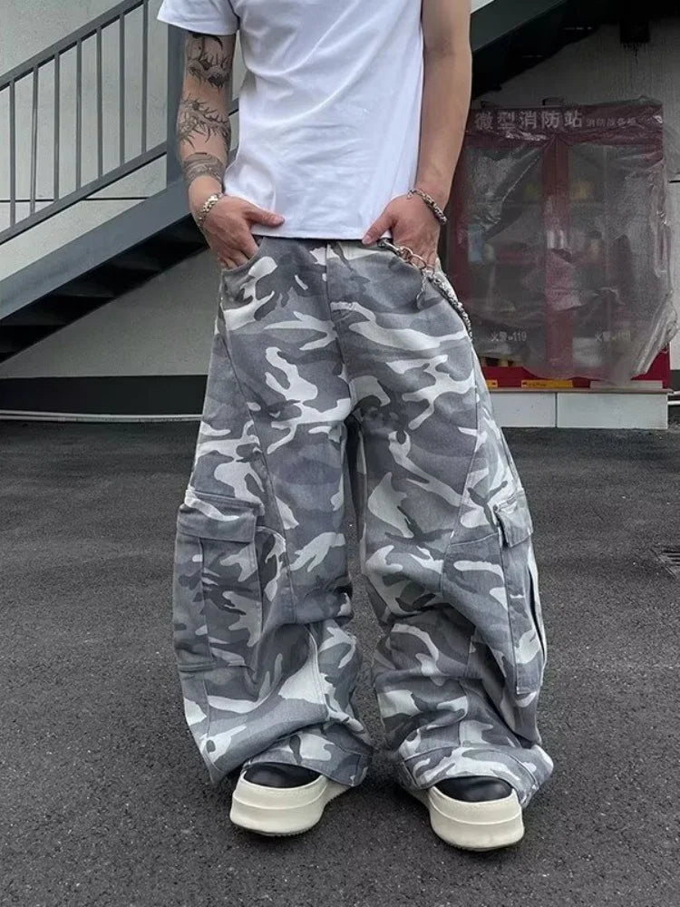 Pantalones Cargo Camuflados Y2K Hombre | Jeans Baggy Oversize Pierna Ancha Streetwear 2025