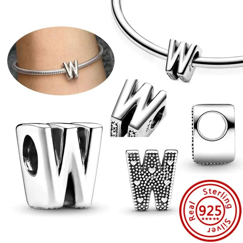 Charm Letras A–Z Plata 925 | Alfabeto Completo | Compatible Pandora Pulseras DIY