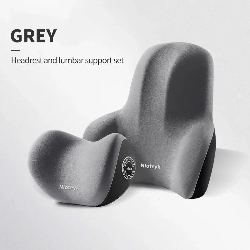 Cojín de Cuello y Lumbar para Coche con Espuma Viscoelástica | Almohada Ergonómica de Respaldo y Reposacabezas