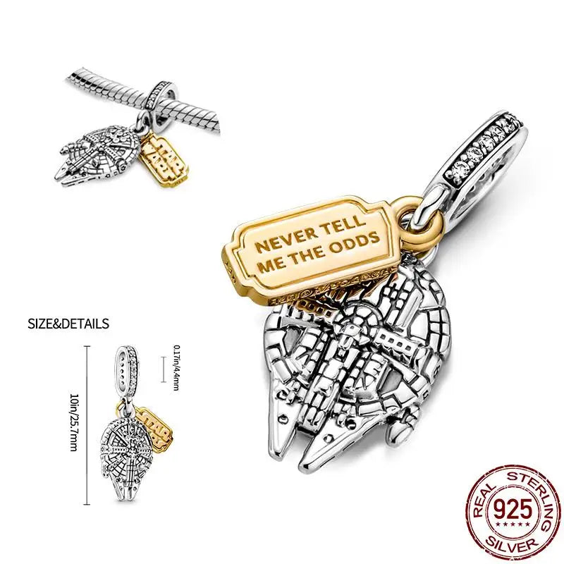 Charm Star Wars Mandalorian en Plata 925 – Abalorio Yoda y Casco Mandalorian para Pulsera Original Mujer
