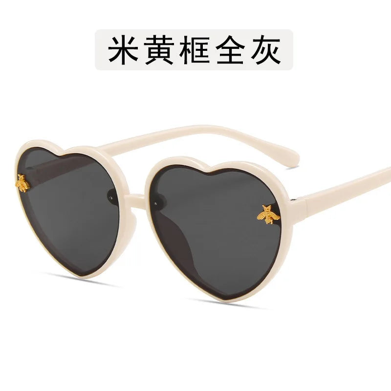 Gafas de Sol Corazón para Niños | Retro Rosa UV400 Lentes de Dibujos Animados