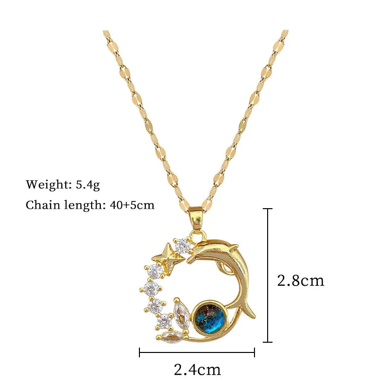 ZAKOL Spaceman Astronaut Star Necklaces For Women Girls Gold Color Planet Moon Pendant Clavicle Chain Choker Jewelry Gifts