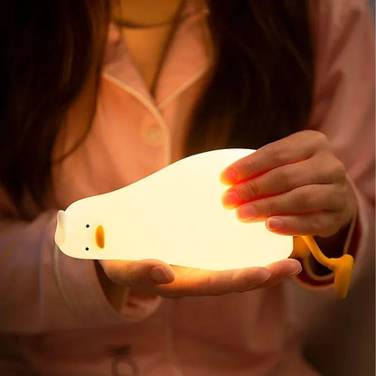 Luz Nocturna LED Infantil en Forma de Animal – Panda o Pato, Recargable por USB, Silicona Suave, Temporizador y Protección Ocular