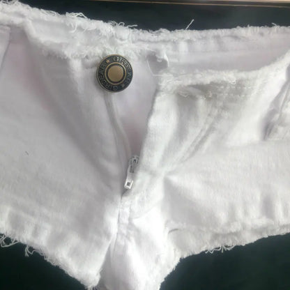 Shorts Vaqueros Mujer Sexy | Micro Mini Denim Cintura Baja con Flecos Clubwear Vintage