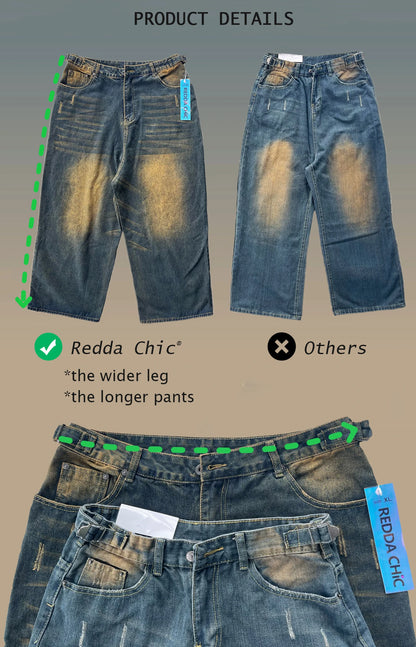 Jeans Baggy Verdes Oversize Hombre | Pantalones Barrel Y2K Retro Ajustables Streetwear Skater Hip Hop REDDACHiC