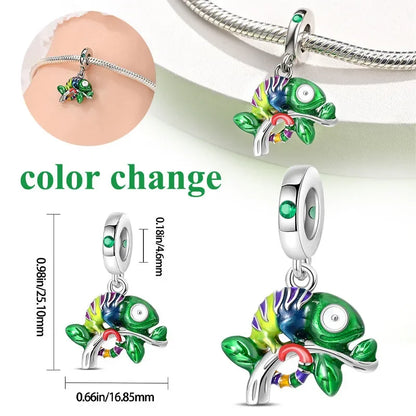 Charm Camaleón Luminoso en Plata S925 | Brilla en la Oscuridad | Compatible con Pulsera Pandora Original