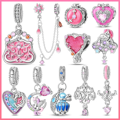 Charm Espejo Mágico Princesa Ángel Rosa en Plata 925 – Beads Compatibles Pandora Mujer Joyería DIY