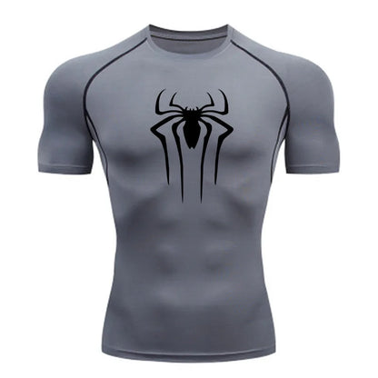 Camiseta Compresiva de Hombre – Gym, Fitness, Running y Superhéroe, Rashguard, Manga Corta, Secado Rápido, T-Shirt Deportivo