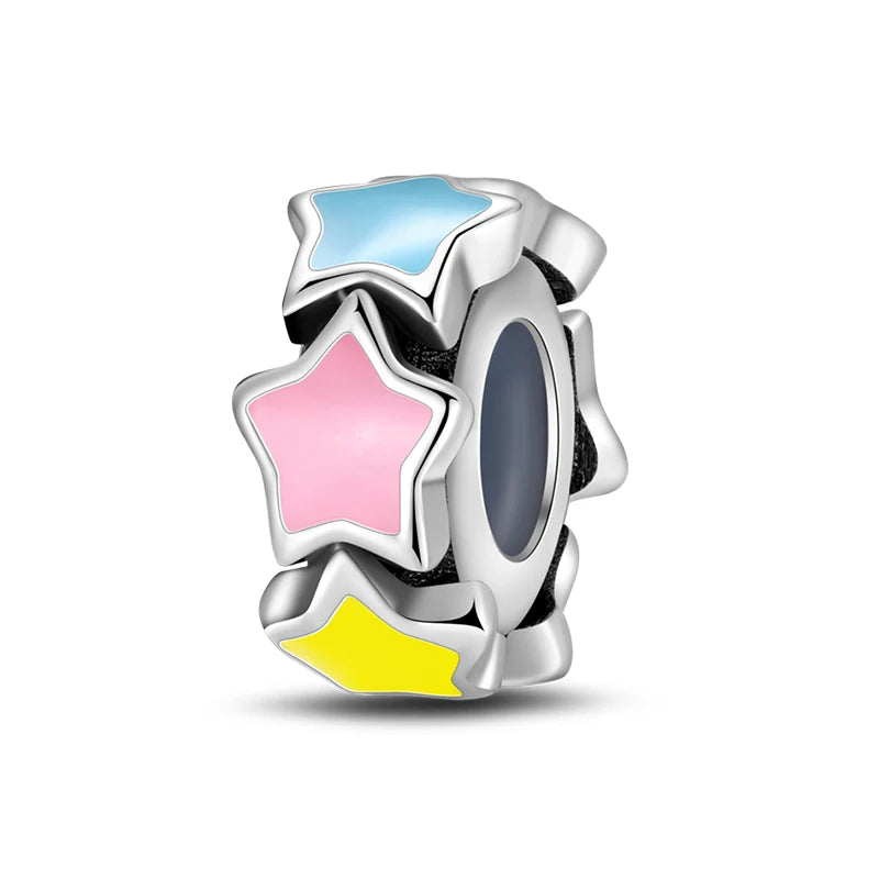 Charm de Plata 925 con Mariposa y Dragón – Abalorio Colorido con Zirconia Arcoíris para Pulseras DIY