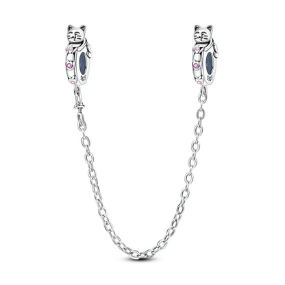 Charm de Plata 925 – Safety Chain, Avión, Tierra, Cámara y Margarita para Pulsera DIY Mujer