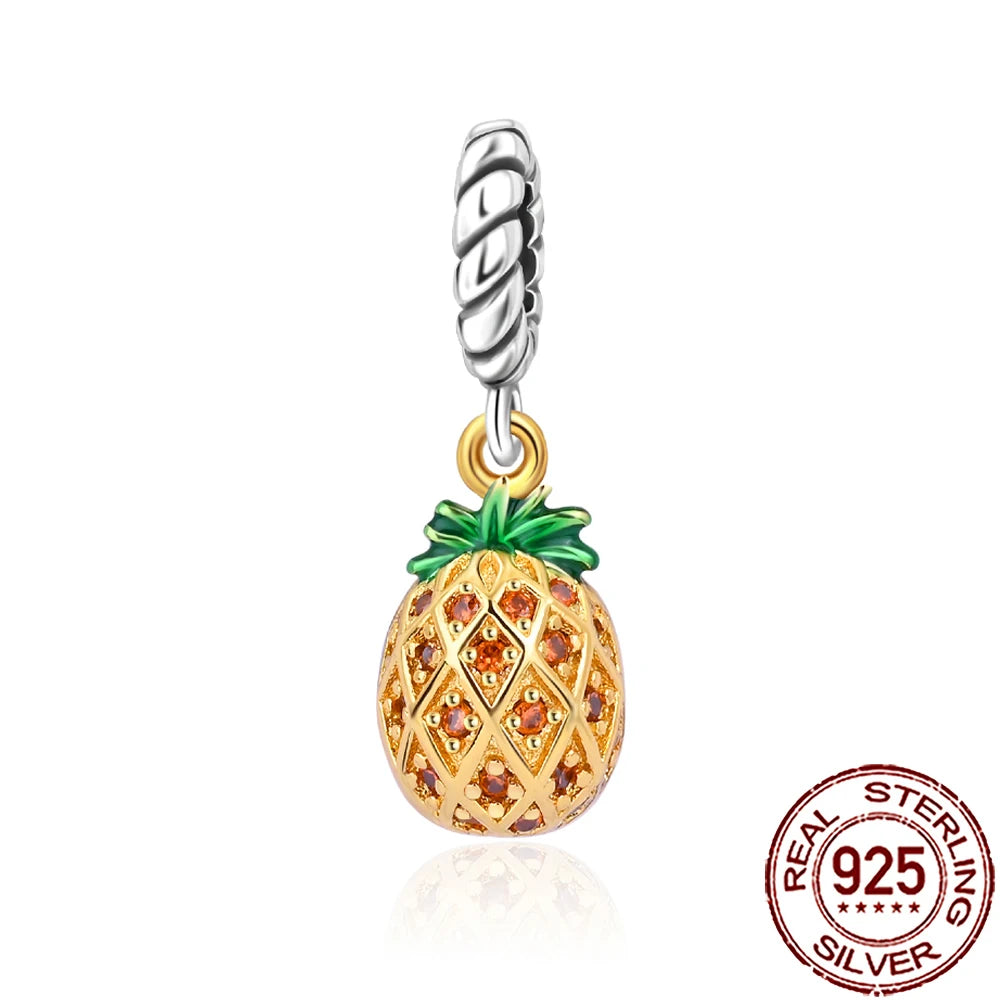 Charm Comida Divertida en Plata 925 – Café, Pastel, Frutas, Hamburguesa y Papas | Compatible Pandora 2025