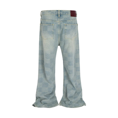 Jeans Hombre Acampanados Cuadros | Pantalones Rectos Patchwork Oversize High Street Moda Y2K