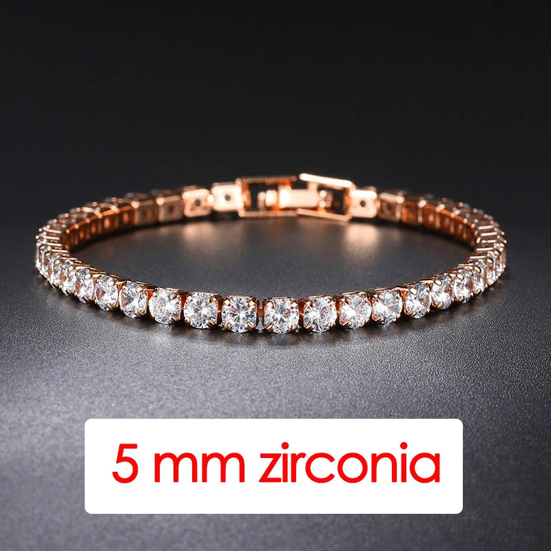 Pulsera tenis mujer plata con circonias AAA+ – Joyería elegante hip hop, cristal brillante para bodas y moda juvenil