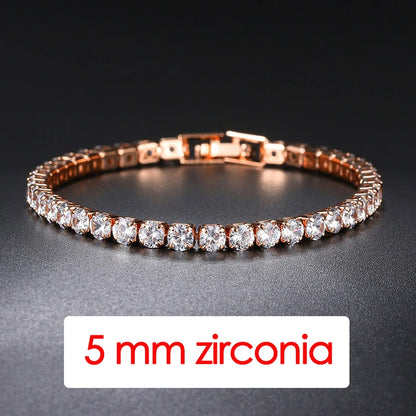Pulsera tenis mujer plata con circonias AAA+ – Joyería elegante hip hop, cristal brillante para bodas y moda juvenil