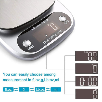 Balanza de Cocina Digital Alta Precisión 3/5/10kg | Báscula Electrónica para Alimentos, Repostería y Joyería con Pantalla LCD