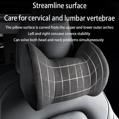 Cojín de Cuello y Soporte Lumbar en Memory Foam para Coche | Almohada Ergonómica de Viaje con Respaldo y Protección