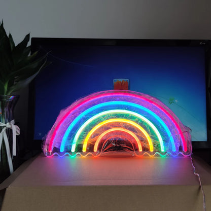Letrero Neón Arcoíris LED – Decoración de Pared Colorida para Habitación Infantil y Guardería – Luz Nocturna Regulable USB