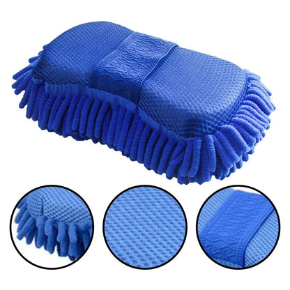 Esponja de Microfibra Azul para Lavado de Autos | Guante de Limpieza Absorbente, Suave y Antirayaduras