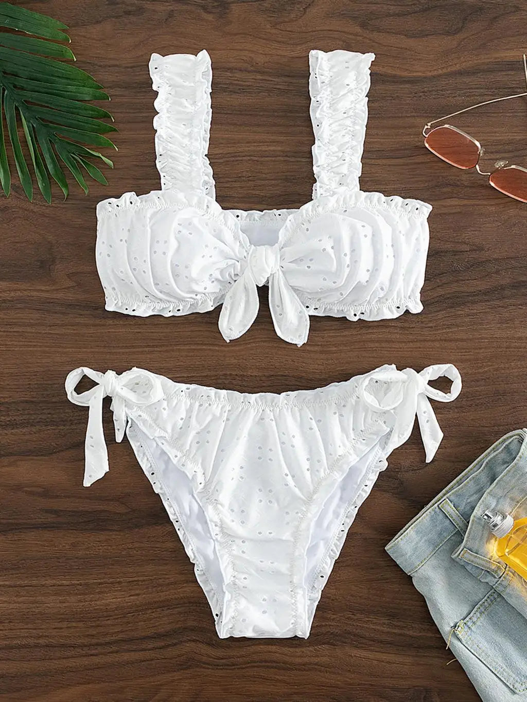 Bikini Mujer 2025 | Knot Front Tie Lateral Blanco Playa y Piscina