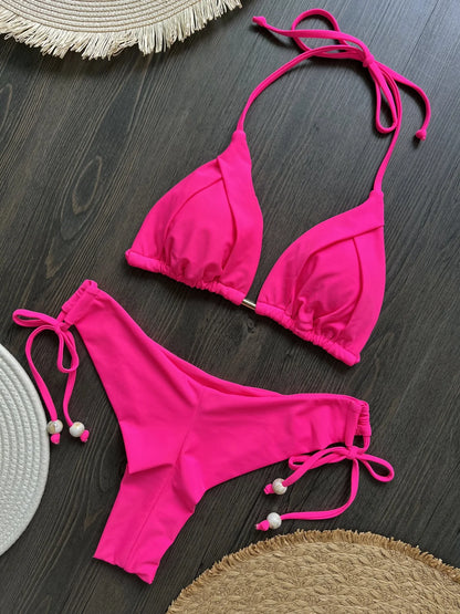 Bikini Brasileño Mujer 2025 | Traje de Baño Sexy Push Up Triángulo 13 Colores
