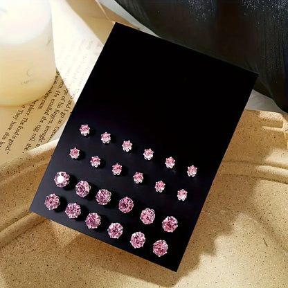 Set de 12 Pares de Aretes de Circonia – Pendientes Brillantes y Elegantes para Mujer, Regalo Ideal