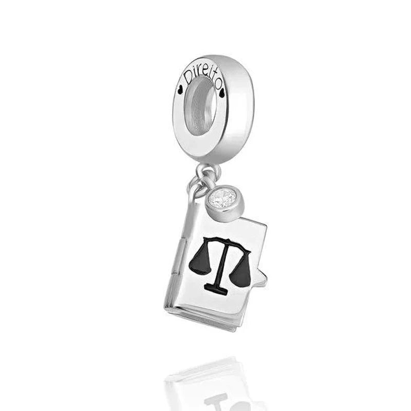 Charm colgante maestra plata 2023 – Abalorio en forma de cuaderno, lápiz y birrete para pulsera tipo Pandora mujer