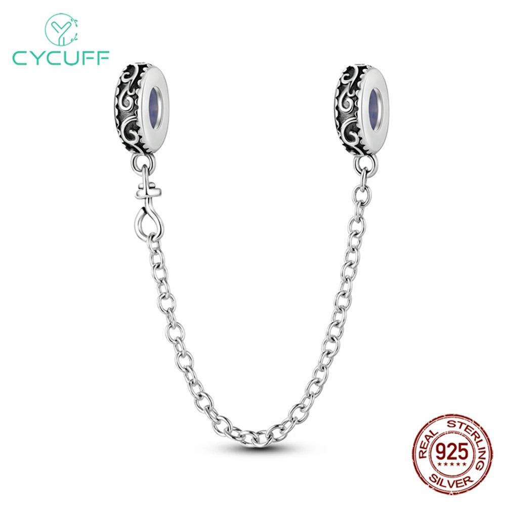 Charm de Plata 925 – Safety Chain, Avión, Tierra, Cámara y Margarita para Pulsera DIY Mujer