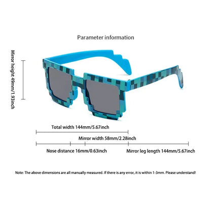 Kids Sunglasses Funny Sun Glasses Cosplay Action Game Toy Square Glasses Pixel Mosaic Очки Thug Life Eyewear Driving Goggles