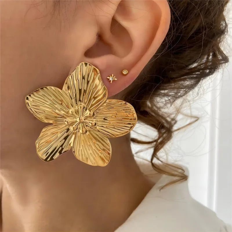 Aretes de Mariposa en Acero Inoxidable – Juego de 2 Pendientes Chapados en Oro 18K, Joyería Resistente al Agua