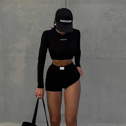 Conjunto Deportivo Mujer 2 Piezas | Top Manga 3/4 y Shorts Casual Primavera Verano