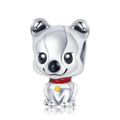 Charm Mascotas y Animales en Plata 925 – Gatito, Perrito y Oveja con Circonitas de Colores | Compatible Pulsera Pandora