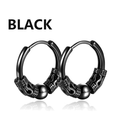 Aretes Punk de Acero Inoxidable Negro – 1 Par de Pendientes Unisex Estilo Hip Hop Vintage