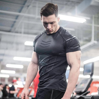 Camiseta Compresiva Negra para Hombre – T-shirt de Running, Gym y Fitness, Secado Rápido y Ajuste Slim