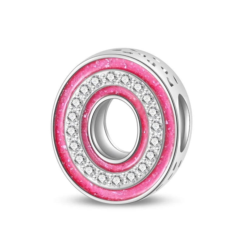 Charm letra alfabeto A-Z con circonias rosas en plata 925 – Abalorio elegante para pulseras tipo Pandora, joyería DIY personalizada